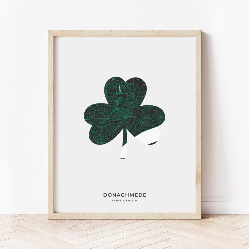 Donaghmede Shamrock Map Print Map of Donaghmede Ireland Digital