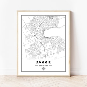 Barrie Map Print | Map of Barrie Ontario | Black & White | Digital Download