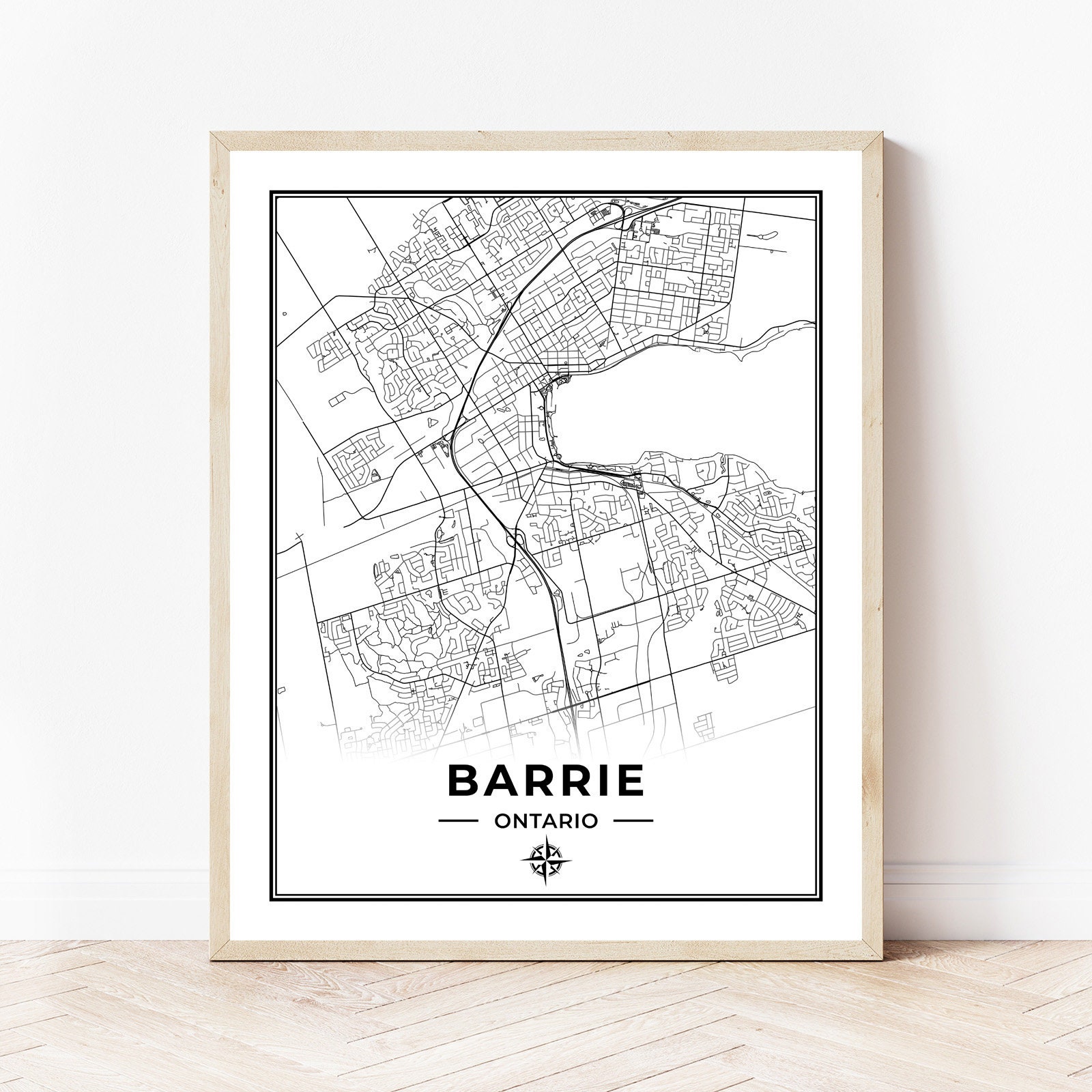 Barrie Map Print Map of Barrie Ontario Black and White
