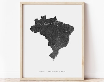 Brazil Map Print | Map of Brazil | Digital Download