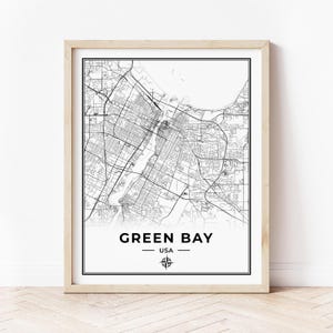 Green Bay Karte Drucken | Karte von Green Bay Wisconsin | Digitaler Download