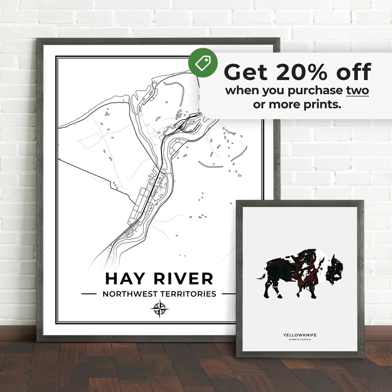 Hay River Map Print Map of Hay River Northwest Territories Etsy Australia