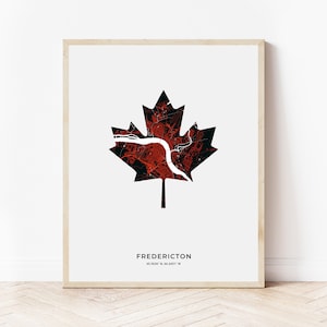 Fredericton Ahornblatt Druck | Karte von Fredericton New Brunswick | Digitaler Download