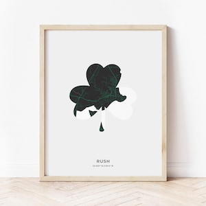 Rush Shamrock Map Print | Karte von Rush Irland | Digitaler Download