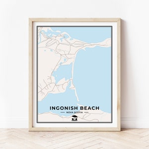 Impression de carte de la plage d'Ingonish | Carte de la plage d'Ingonish | Téléchargement numérique