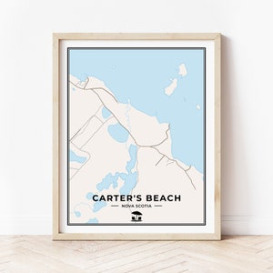 Stampa della mappa della spiaggia di Carter / Mappa della spiaggia di Carter / Download digitale