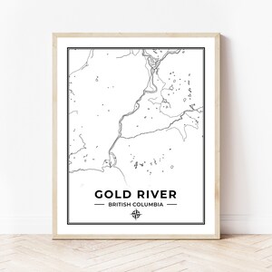 Goldfluss Karte | Landkarte Gold River British Columbia | Schwarz & Weiß | Digitaler Download