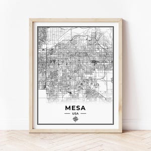 Impression de carte de Mesa | Carte de Mesa, Arizona | Téléchargement numérique