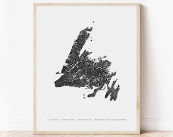 Impression de la carte du patrimoine de Terre-Neuve | Carte de Terre-Neuve | Téléchargement numérique