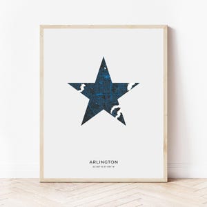 Arlington Lone Star Map Print | Map of Arlington Texas | Digital Download