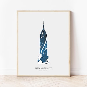 New York City Empire State Building Map Print | Map of New York City New York | Digital Download