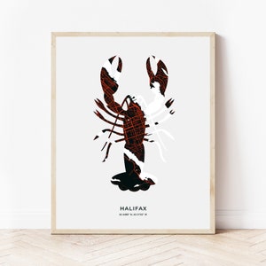 Halifax Lobster Print | Map of Halifax Nova Scotia | Digital Download