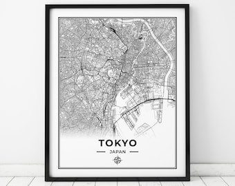 Tokyo Map Print | Map of Tokyo Japan | Digital Download
