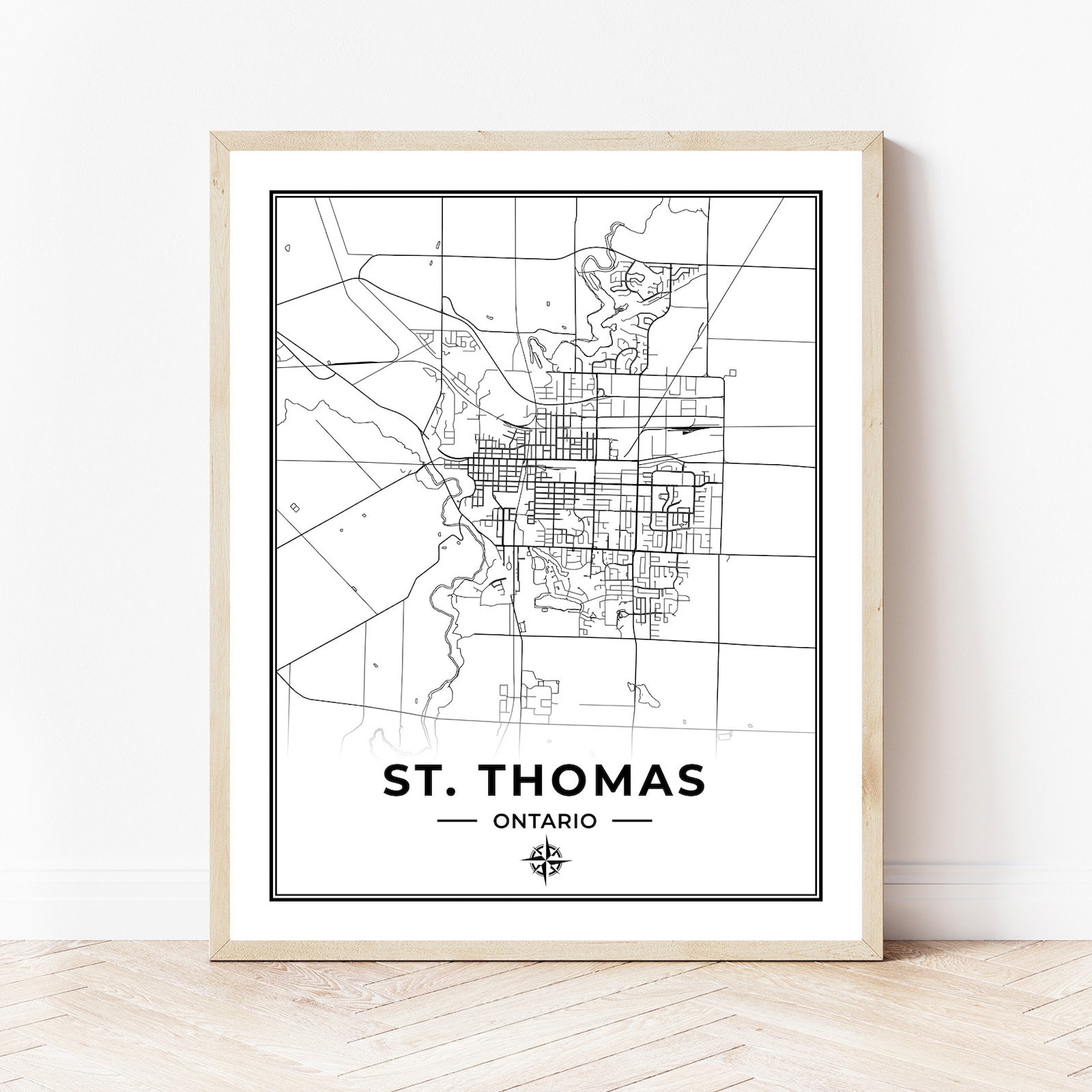 St. Thomas Map Print Map of St. Thomas Ontario Black &amp; - Etsy