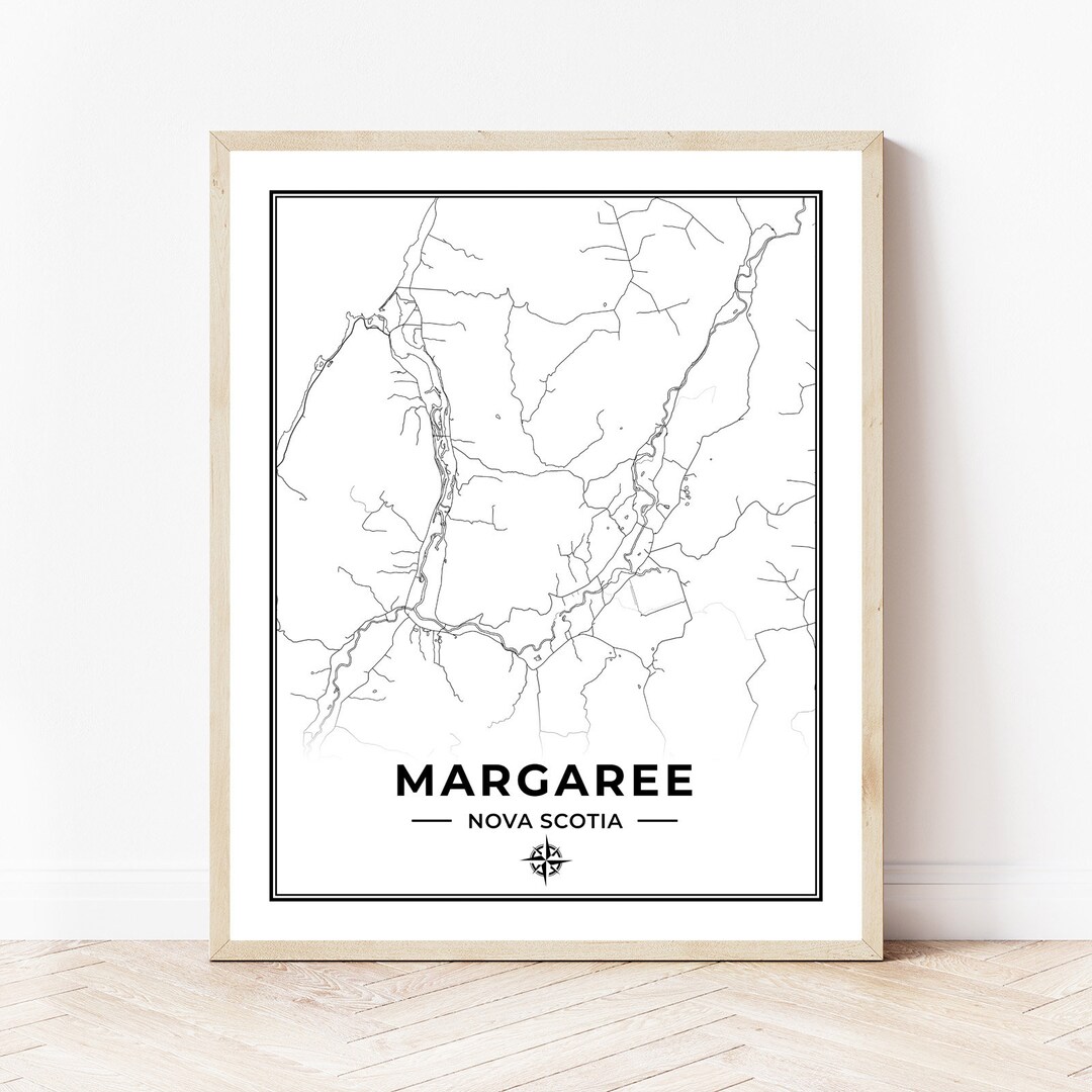 Margaree Map Print Map of Margaree Nova Scotia Black & Etsy