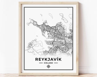 Reykjavík Map Print | Map of Reykjavík Iceland | Digital Download