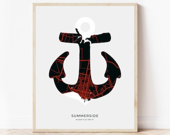 Summerside Anker Druck | Karte von Summerside Prince Edward Island | Digitaler Download
