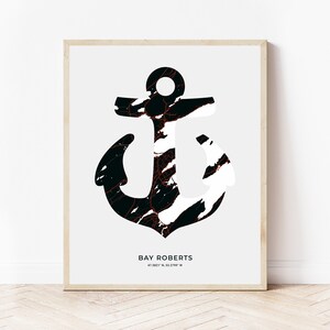 Bay Roberts Anker Druck | Karte von Bay Roberts Neufundland | Digitaler Download