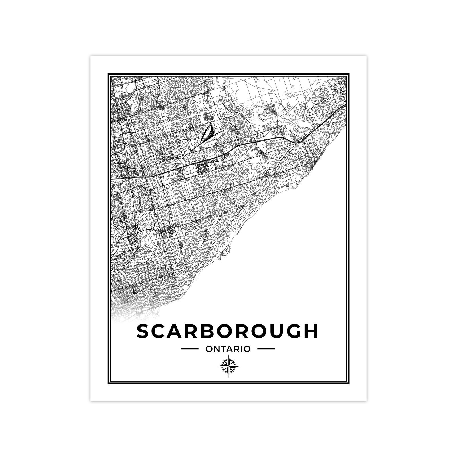 Scarborough Map Print Map of Scarborough Ontario Black