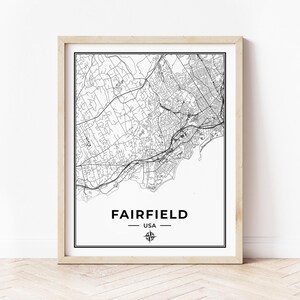 Fairfield Map Print | Map of Fairfield Connecticut | Digital Download