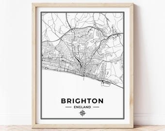 Brighton Map Print | Map of Brighton England | Digital Download