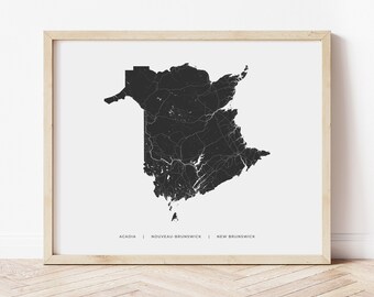 New Brunswick Heritage Map Print | Map of New Brunswick | Digital Download