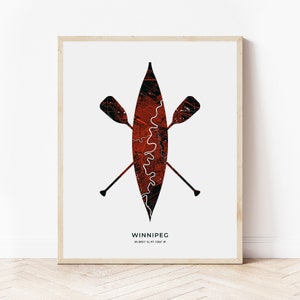 Winnipeg Canoe Print | Map of Winnipeg Manitoba | Digital Download