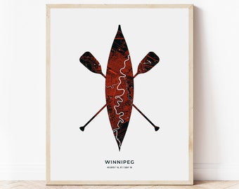 Winnipeg Kanu Poster | Karte von Winnipeg Manitoba | Digitaler Download