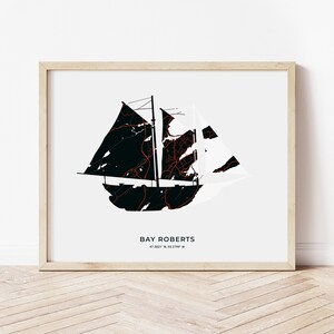 Bay Roberts Schoner Print | Karte von Bay Roberts Neufundland | Digitaler Download