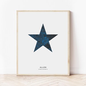 Allen Lone Star Map Print | Map of Allen Texas | Digital Download