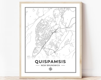 Quispamsis Map Print | Map of Quispamsis New Brunswick | Black & White | Digital Download