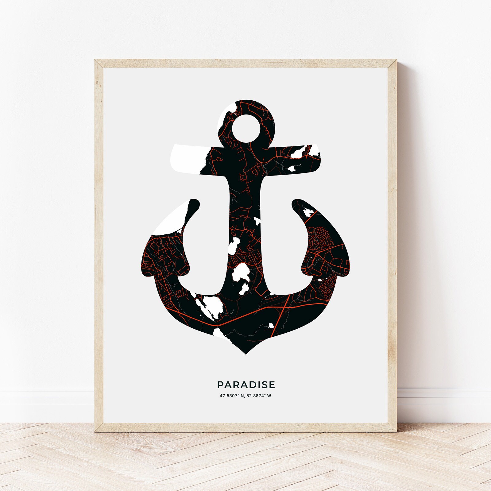 Map Of Paradise Nl Paradise Anchor Print Map Of Paradise Newfoundland | Etsy