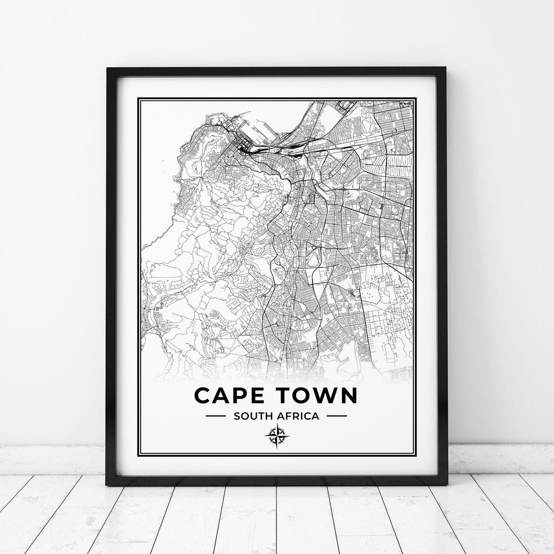 Cape Town Map Print Map of Cape Town South Africa Digital Download Etsy