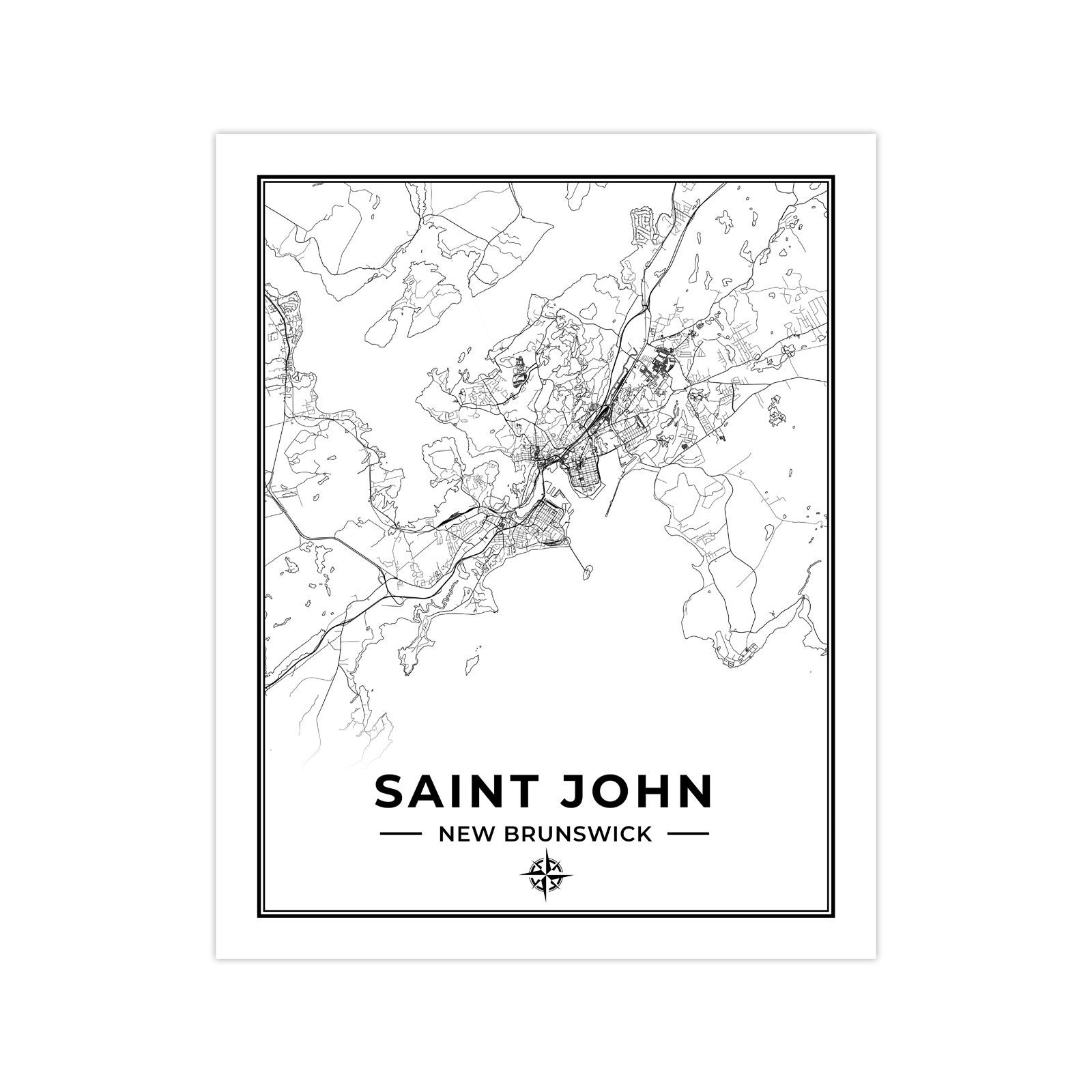 Saint John Map Print Map of Saint John New Brunswick Black Etsy India