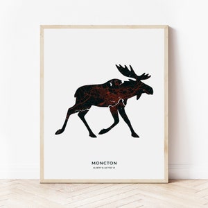 Moncton Elch Print | Karte von Moncton New Brunswick | Digitaler Download