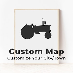 Impression de carte personnalisée du tracteur | N'importe quelle ville canadienne | N'importe quelle ville canadienne