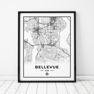 Bellevue Map Print | Map of Bellevue Washington State | Digital Download