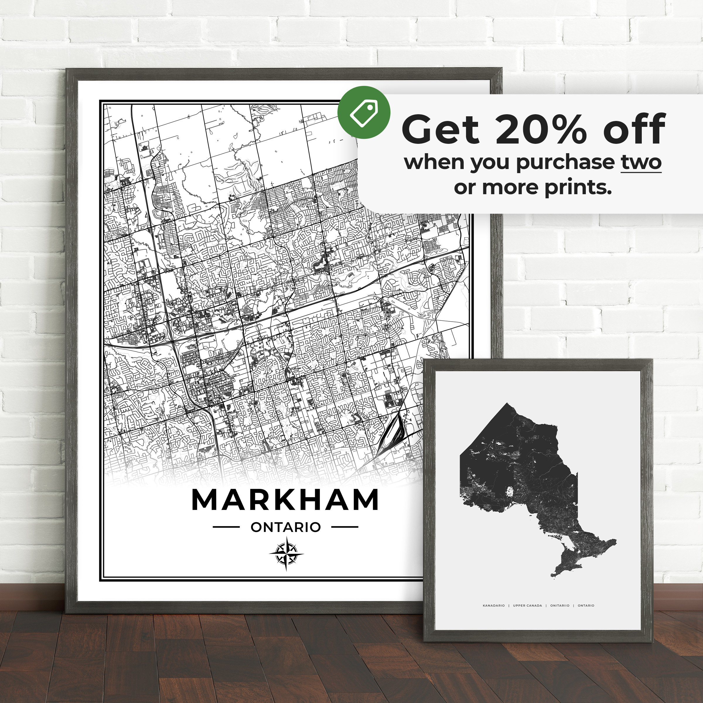 Markham Map Print | Map of Markham Ontario | Black & White | Digital ...