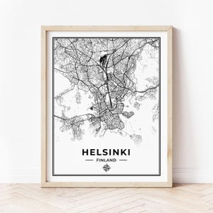 Mapa Helsinek Wydruk | Mapa Helsinek Finlandia | Pobieranie cyfrowe