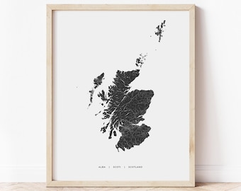 Impression de carte de l'Ecosse | Carte de l'Ecosse | Téléchargement numérique