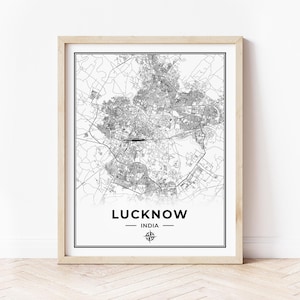 Lucknow Map Print | Map of Lucknow India | Digital Download