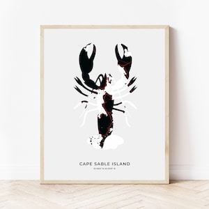 Cape Sable Island Hummer Druck | Landkarte Kapinsel Nova Scotia | Digitaler Download