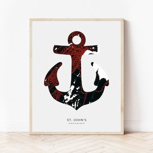 St. John&#39;s ankerprint | Kaart van St. John&#39;s Newfoundland | Digitaal downloaden