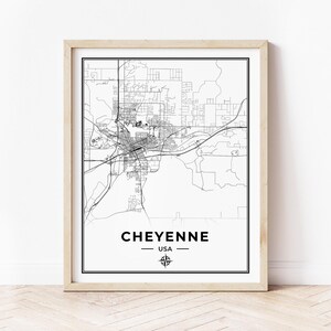 Impression de carte de Cheyenne | Carte de Cheyenne, Wyoming | Téléchargement numérique