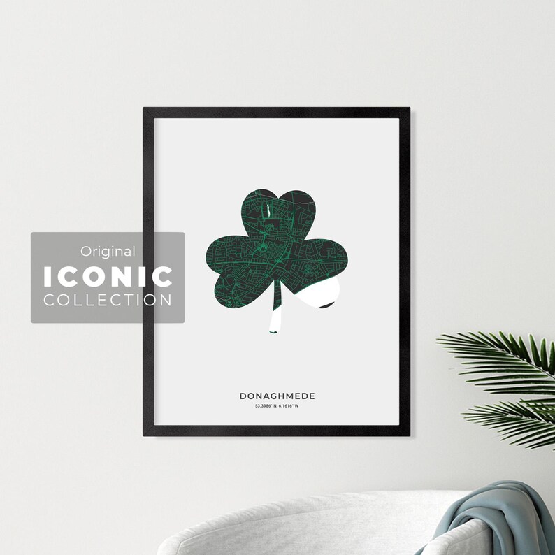 Donaghmede Shamrock Map Print Map of Donaghmede Ireland Digital