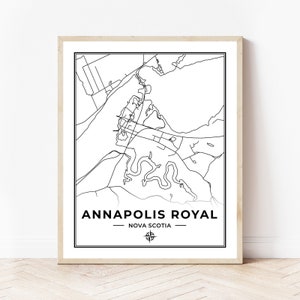 Annapolis koninklijke kaart afdrukken | Kaart van Annapolis Royal Nova Scotia | Zwart-wit | Digitaal downloaden