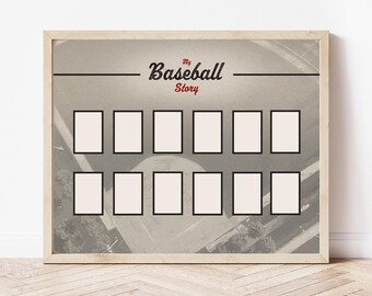 Baseball Photo Collage Template | Sports Photo Template | Printable and Editable Photo Collage | Digital Download