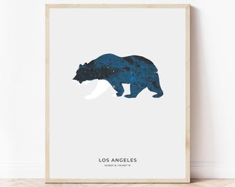Impresión del mapa de Los Ángeles, California, Republic Bear / Mapa de Los Ángeles, California / Descarga digital