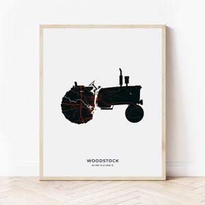 Woodstock Traktor Druck | Karte von Woodstock New Brunswick | Digitaler Download