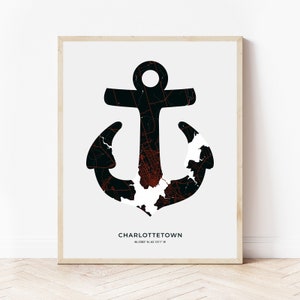 Charlottetown Anker Druck | Karte von Charlottetown Prince Edward Island | Digitaler Download